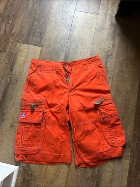 Men's Orange Cargo Shorts
